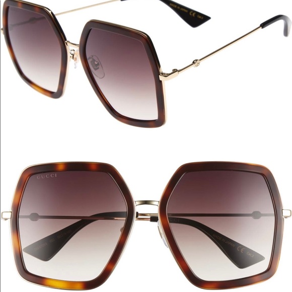 Gucci 56 mm Sunglasses Tortoise and Gold with original case and unopened cloth